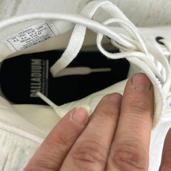 Palladium womens 6.5 white canvas lace up platform sneakers new combat causal - Picture 10 of 10